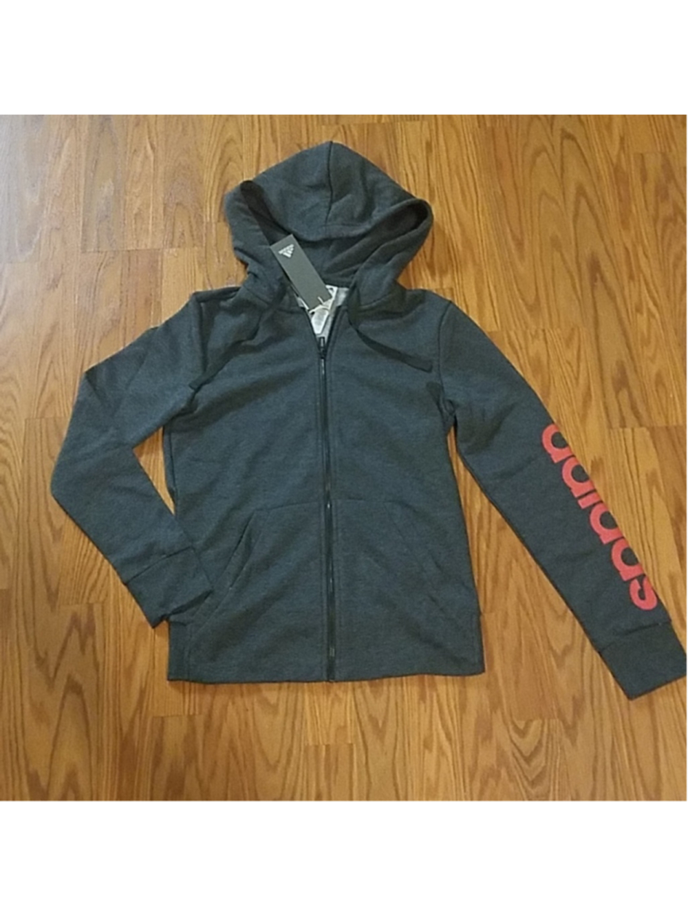 Adidas Women's full zip hoodie sweatshirt Gray snd Pink Size Small